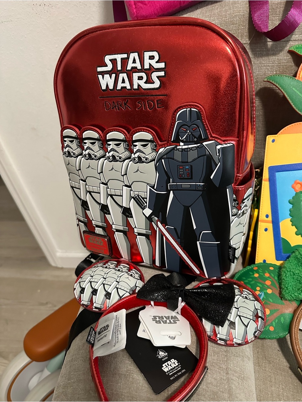 RARE Star Wars Limited Edition Red 'Dark Side' Backpack with Matching Ears NWT